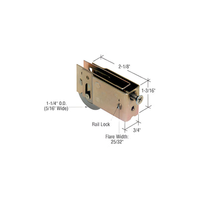 CRL 1-1/4" Steel Sliding Glass Door Roller with 3/4" Wide Housing for Harcar and BeeCee Doors