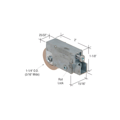 CRL 1-1/4" Steel Ball Bearing Sliding Glass Door Roller with 15/16" Wide Housing for Acorn Doors