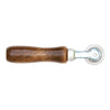 A side view of the CRL spline roller showing the wooden handle and the 2-inch steel wheel.