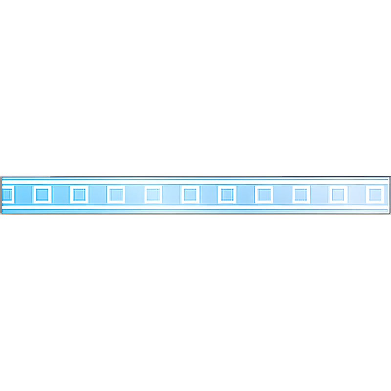 A close-up view of a CRL Stegbar style glass safety decal featuring a repeating square pattern on a light blue background.