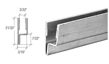 A close-up view of a mill finish aluminum storm window leg frame shown next to a technical cross-section diagram.