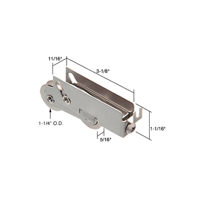CRL 1-1/4" Tandem Stainless Steel Ball Bearing Sliding Glass Door Roller with 11/16" Wide Housing for Pacific Doors