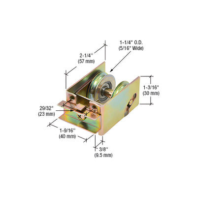 CRL 1-1/4" Tandem Steel Sliding Glass Door Rollers with 1-9/16" Wide Housing for Guaranteed Products