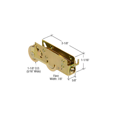 CRL 1-1/8" Tandem Steel Ball Bearing Sliding Glass Door Roller with 5/8" Wide Housing