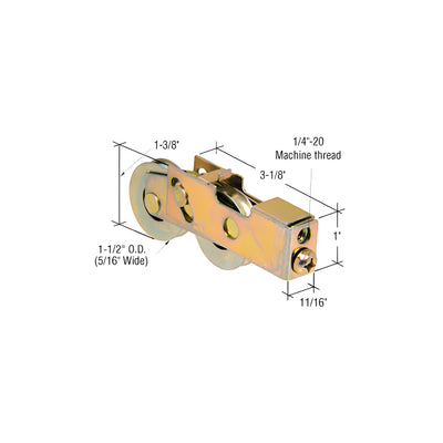 CRL 1-1/2" Tandem Steel Sliding Glass Door Roller with 11/16" Wide Housing