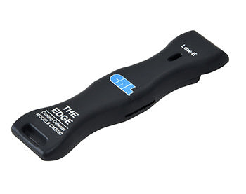 The CRL The Edge black handheld detector tool for identifying Low-E glass coatings and edge deletion.