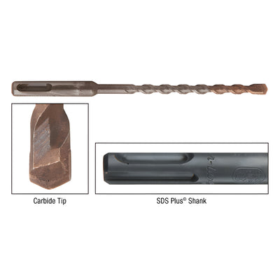 CRL 1/4" x 6" Thundertwist™ SDS Plus® Plus Uni-Shank Drill