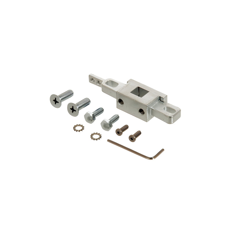 A CRL top low profile pivot insert with a 9/16 inch square spindle opening, accompanied by mounting screws, washers, and an Allen wrench.