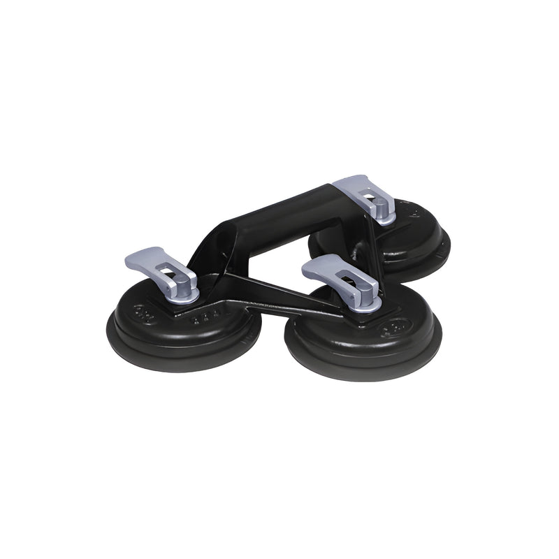 A CRL triple vacuum cup featuring a black steel frame and three 5-inch diameter suction pads with silver release levers.