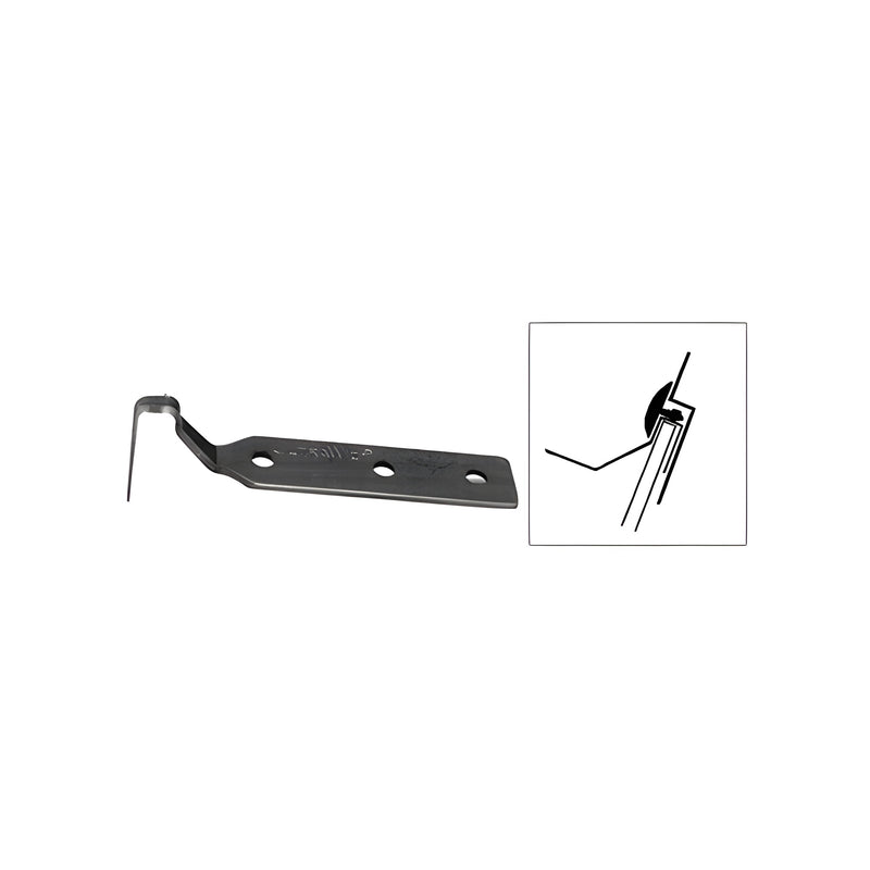 A bent-shape UltraWiz molding and windshield blade shown alongside a technical diagram of its application.