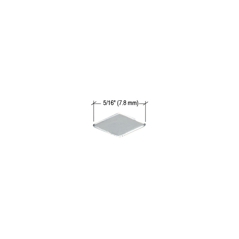 A single diamond-shaped metal glazing point measuring 5/16 inch in size.