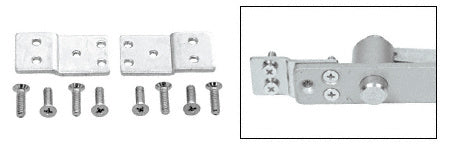 A set of CRL walking beam top pivot tube mounting brackets with included screws and a view of the assembled pivot mechanism.