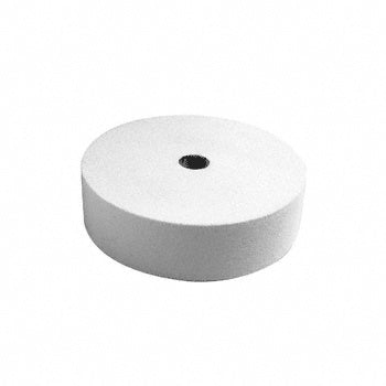 A circular white felt polishing wheel with a center arbor hole, measuring 7 inches by 3 inches.