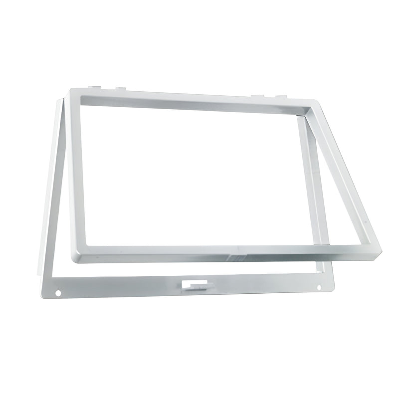 A white plastic screen wicket frame shown in an open position.