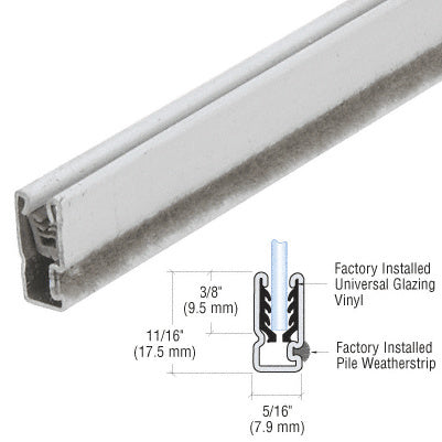 A white CRL universal storm window frame section shown with a technical diagram illustrating its 11/16 inch height and 5/16 inch width.