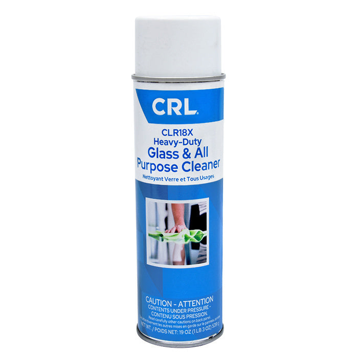 A single 19 oz. aerosol can of CRL18X Glass and All Purpose Cleaner featuring a blue and white label.