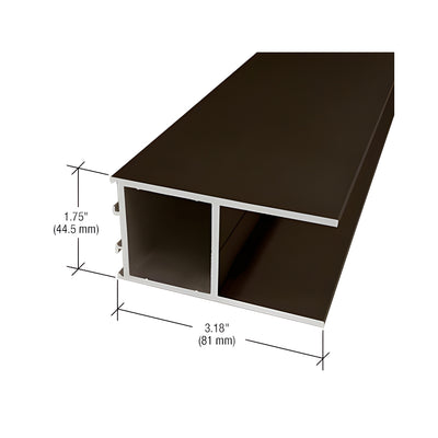 CRL-U.S. Aluminum Narrow Stile Bottom Rail and Medium Stile Top Rail 3-3/16", Dark Bronze/Black Anodized Class 1 - 21'-6"