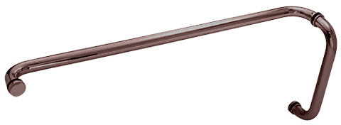 A dark bronze back-to-back straight combination push and pull handle set with a 1-inch diameter.