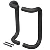 Two dark bronze offset door pulls are shown with the included back-to-back mounting hardware.