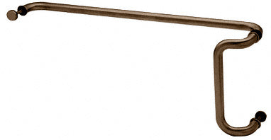 A dark bronze offset combination push and pull handle set with a 10-inch pull and 28-inch push bar.