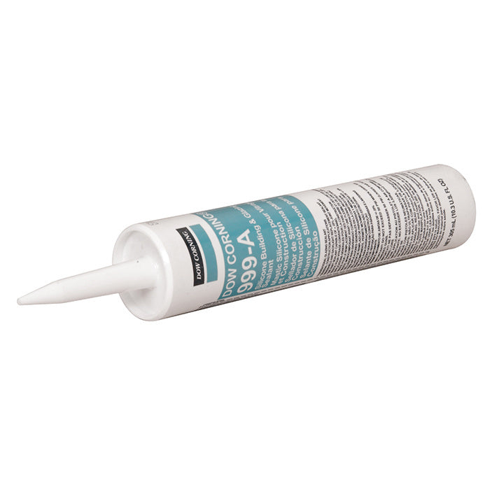 A single 10.3 oz. cartridge of clear Dow Corning 999-A silicone building and glazing sealant with a white applicator nozzle.