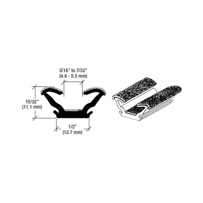 CRL 96" Flexible Flocked Rubber Glass Run Channel