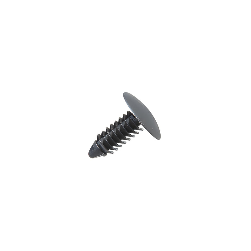 A black plastic cowl vent retainer featuring a flat circular head and a ribbed stem for secure installation.