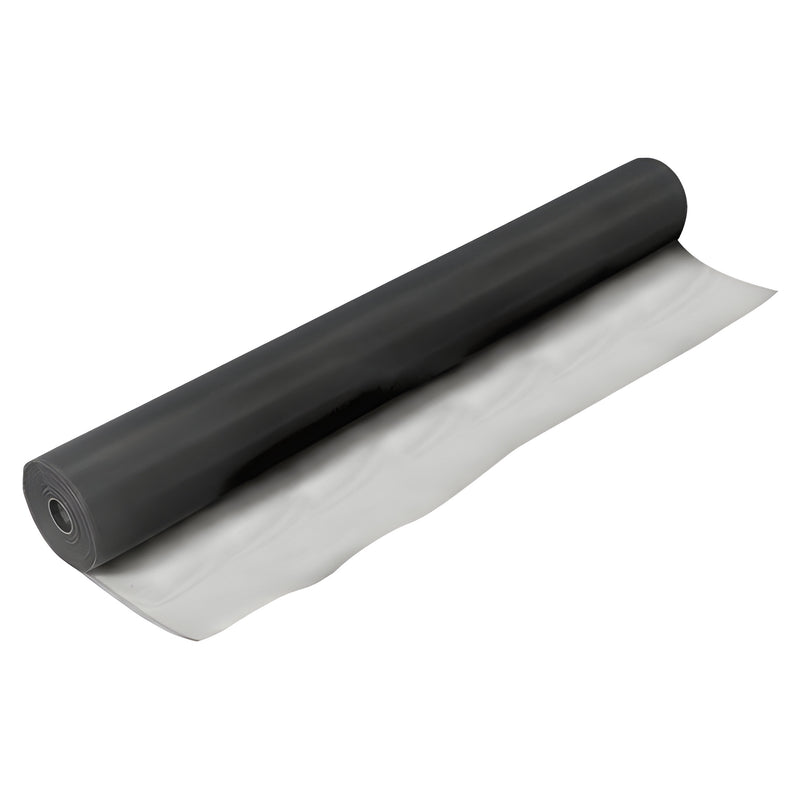 A full roll of glossy black aluminum screen wire mesh shown on a white background.