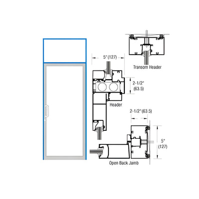 CRL-U.S. Aluminum Custom KYNAR® Paint Series IG500 Custom Transom Door Frame for Geared Hinged, and Overhead Concealed Closer