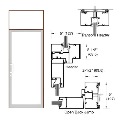 CRL-U.S. Aluminum Dark Bronze/Black Anodized Class 1 IG500 Series Custom Transom Door Frame for Geared Hinge and Surface Closer