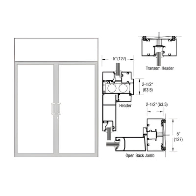 CRL-U.S. Aluminum IG500 Series Clear Anodized Class 1 Custom Transom Door Frame for Butt Hinge and Overhead Concealed Closer