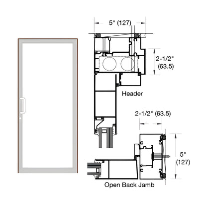 CRL-U.S. Aluminum Bronze Black Anodized IG600 Series Custom Up/Over Door Frame for Butt Hinge, and Overhead Concealed Closer