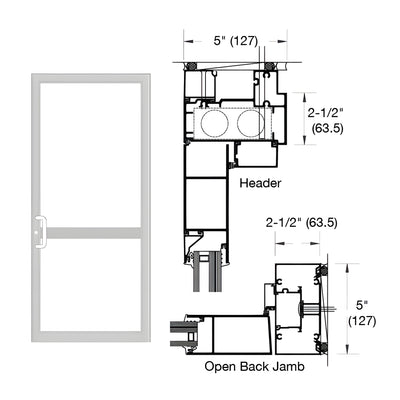 CRL-U.S. Aluminum IG600 Series Clear Anodized Custom Up/Over Door Frame for Geared Hinged, CVR Panic Strike, and Overhead Concealed Closer