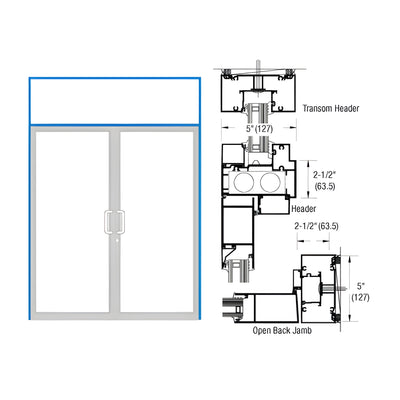 CRL-U.S. Aluminum IG600 Series Custom KYNAR® Paint Custom Transom Door Frame for Butt Hinge and Overhead Concealed Closer