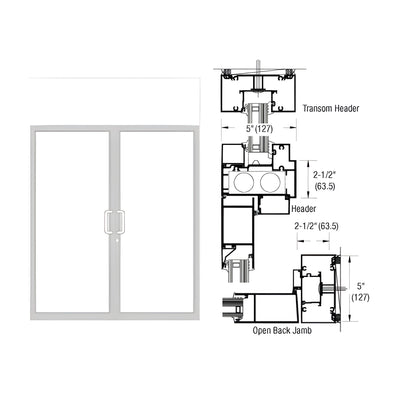 CRL-U.S. Aluminum IG600 Series White KYNAR® Paint Custom Transom Door Frame for Geared Hinged and Overhead Concealed Closer