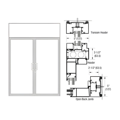 CRL-U.S. Aluminum IG600 Series Clear Anodized Class 1 Custom Transom Door Frame for Butt Hinge and Overhead Concealed Closer