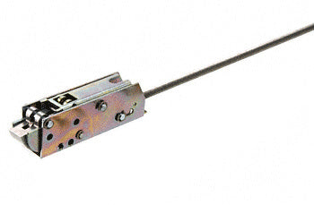 A metal bottom latch assembly with an attached rod for a Jackson 1275 surface vertical rod panic exit device.