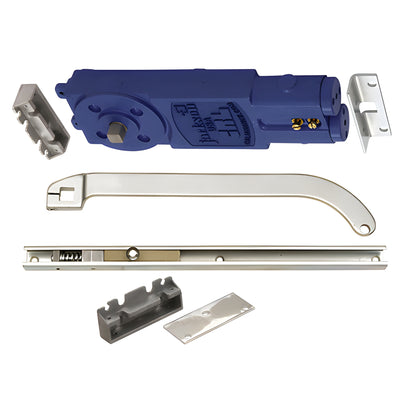 CRL Jackson® Satin Aluminum Adjustable Spring Power Multi Size 105º No Hold Open Overhead Concealed Closer With "S" Offset Slide-Arm Hardware Package