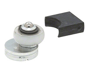 A metal and plastic track roller assembly with a separate black component for LCN 6030 series door closers.