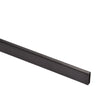A close-up view of a rectangular matte black stainless steel header bar for a Cavoli sliding shower door system.
