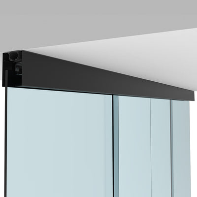 CRL50 Matte Black Series Bi-Parting with Two Fixed Panels Synchronized Ceiling Mount Kit
