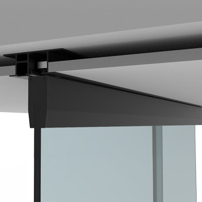 CRL50 Matte Black Series Single Sliding Door with Fixed Panel Dropped Ceiling Mount Kit