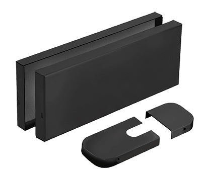 A matte black hydraulic patch fitting cover set featuring rectangular housing and rounded end caps.