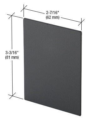 A matte black rectangular replacement end cap for sliding door systems shown with 2-7/16 inch by 3-3/16 inch dimension lines.