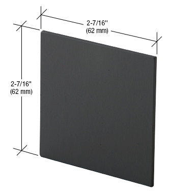 A square matte black end cap for sliding door systems shown with 2-7/16 inch dimension markings.