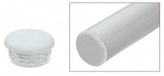 A metallic silver end cap for 1-1/2 inch diameter tubing shown both as a standalone piece and installed on a tube.