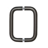 A front-facing view of the oil rubbed bronze solid brass back-to-back pull handle.