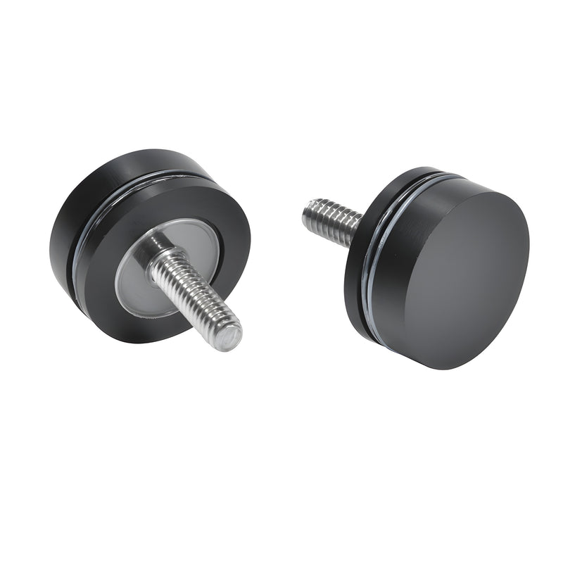 Two oil rubbed bronze brass studs with washers for single-sided pull handles are shown against a white background.