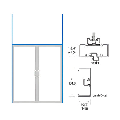 CRL-U.S. Aluminum Bronze Black Anodized Open Back H Frame for Pair of Doors Offset Hung Surface Mount Closers with Concealed Panics