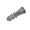 A single gray plastic screw anchor with a shoulder shown from a side angle.